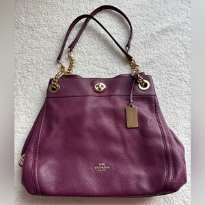 Coach Plum/Dark Berry Turnlock Edie 31 shoulder bag in pebbled leather
